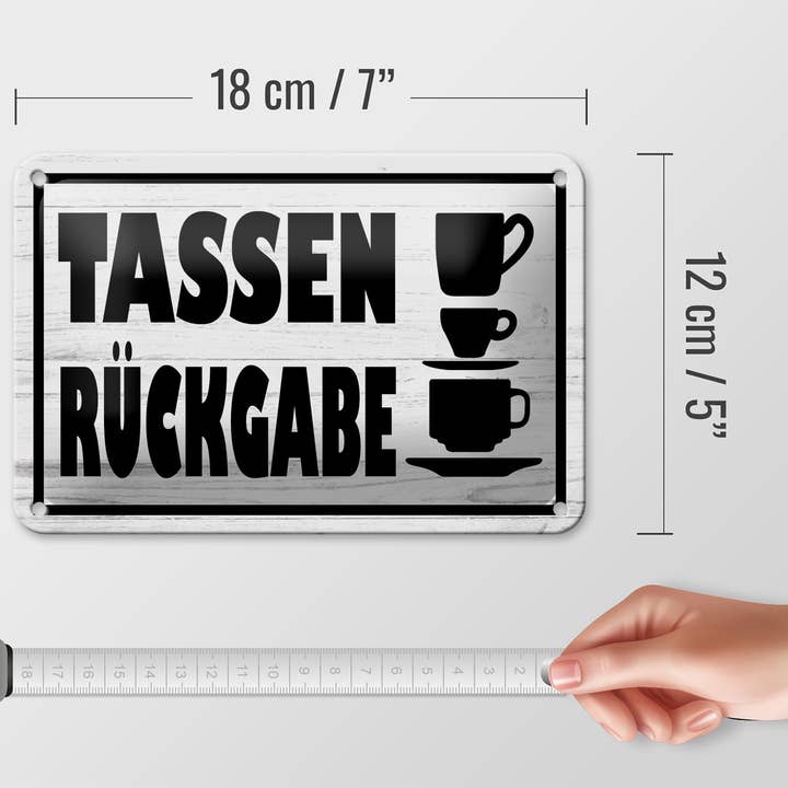 Femer – wholesale Sign – Tin sign note 18x12cm Mugs return3