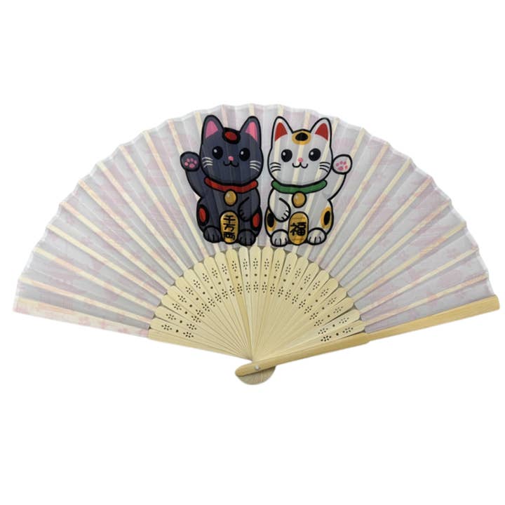 Maneki Neko Design Paper Folding Fan (50/300) for wholesale by Urban Tokyo