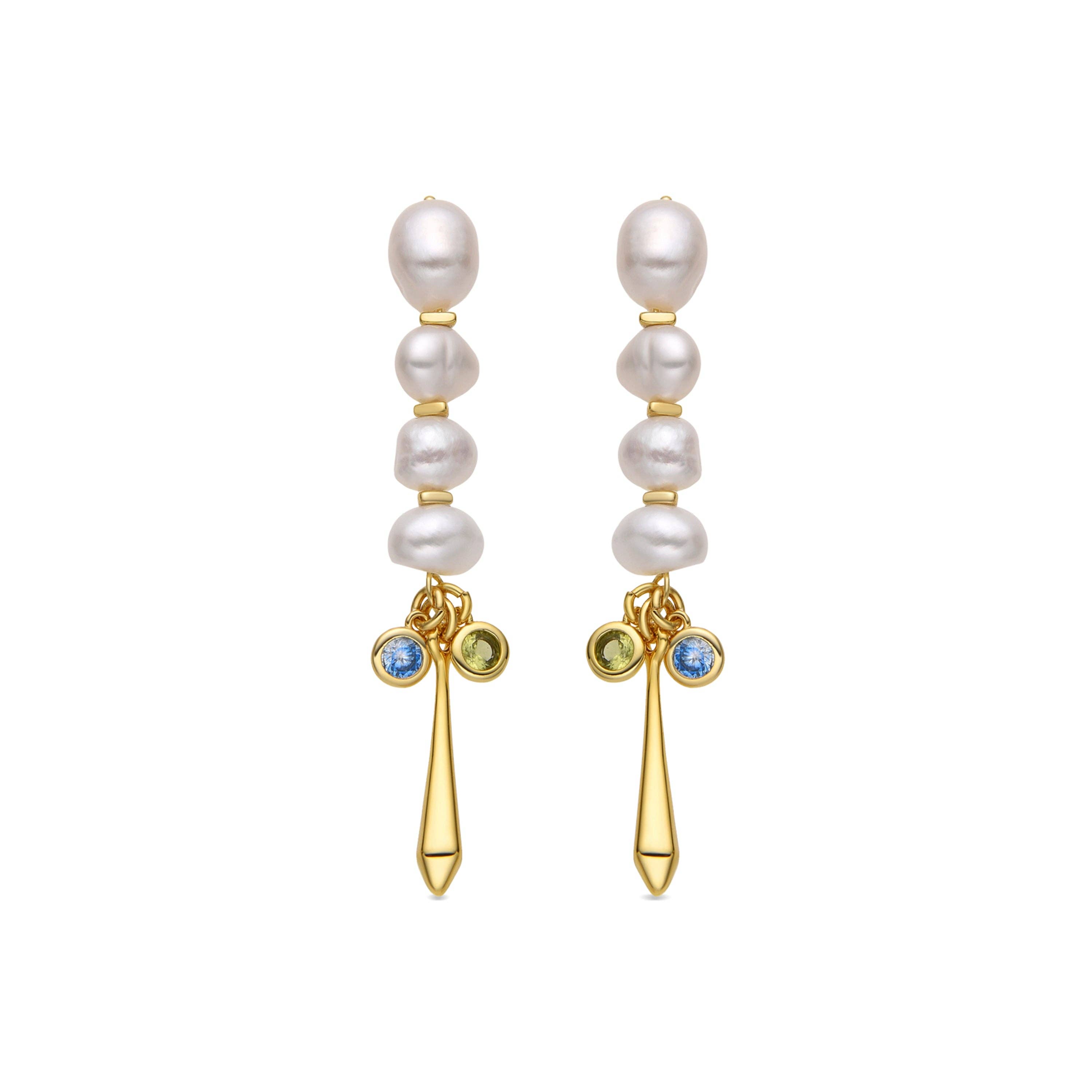 Luxenter - Wholesale Dangle Earrings - Pendientes Luxenter de Plata de Ley 925 y Perla Blanca acabado oro 18k - Thydo0