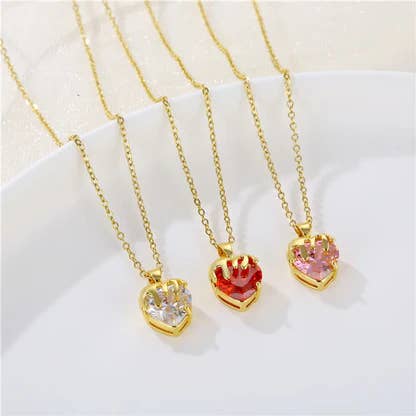 Collana in acciaio inossidabile 201 a forma di cuore con zircone all'ingrosso per la vendita all'ingrosso da parte di Gooddiy