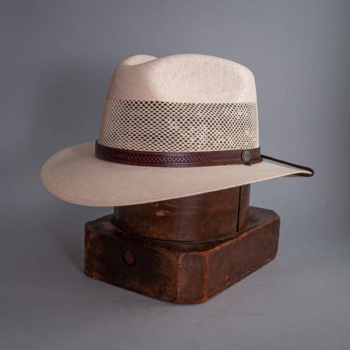 American Hat Makers - Wholesale Straw Hat - Unisex - Safari Vented Straw Fedora Hat - Style Milan