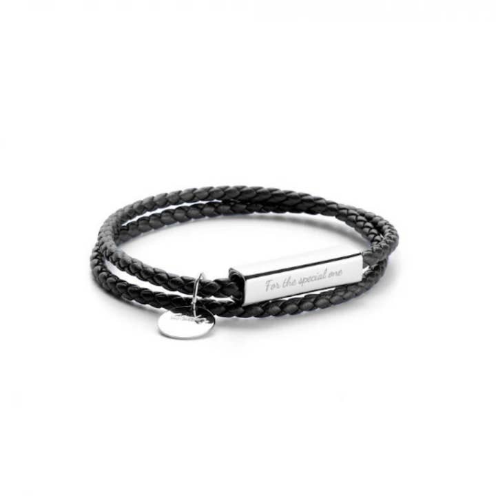 Perimade & Co. LLC - Wholesale Charm/Dangle Bracelet - Custom Leather Couple Matching Bracelet in Stainless Steel5