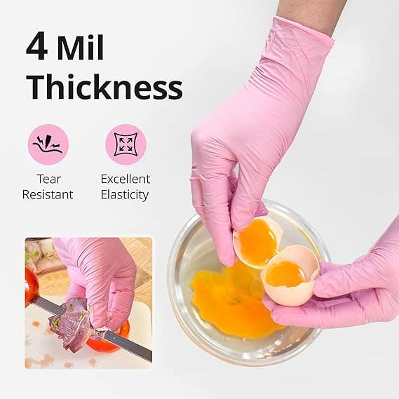 Crover - Wholesale Cleaning Gloves - 4 Mil Pink Disposable Nitrile Gloves Small– Latex Free2