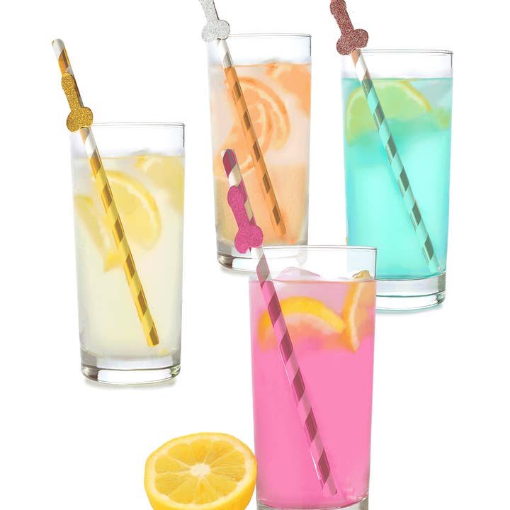 Little Genie Productions - Wholesale Drinking straw - Glitterati Penis Tall Straws1