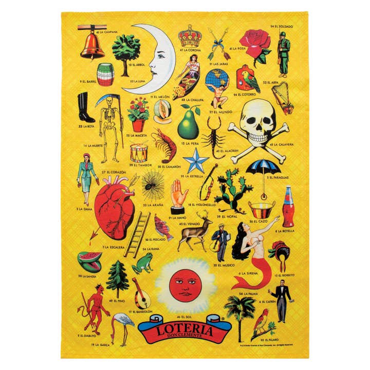 Unemployed Philosophers Guild - Wholesale Tea Towel - Loteria Tea Towel