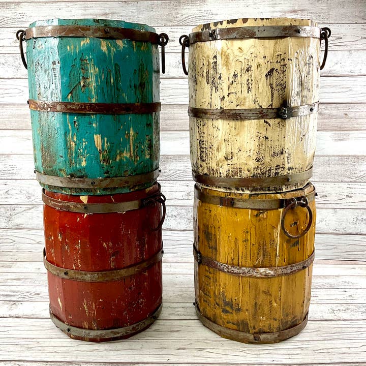 Rustic Vintage Wood & Metal Barrel * Small Edition and other Purchase Wholesale barrell. Free Returns & Net 60 Terms on Faire trending on Faire.