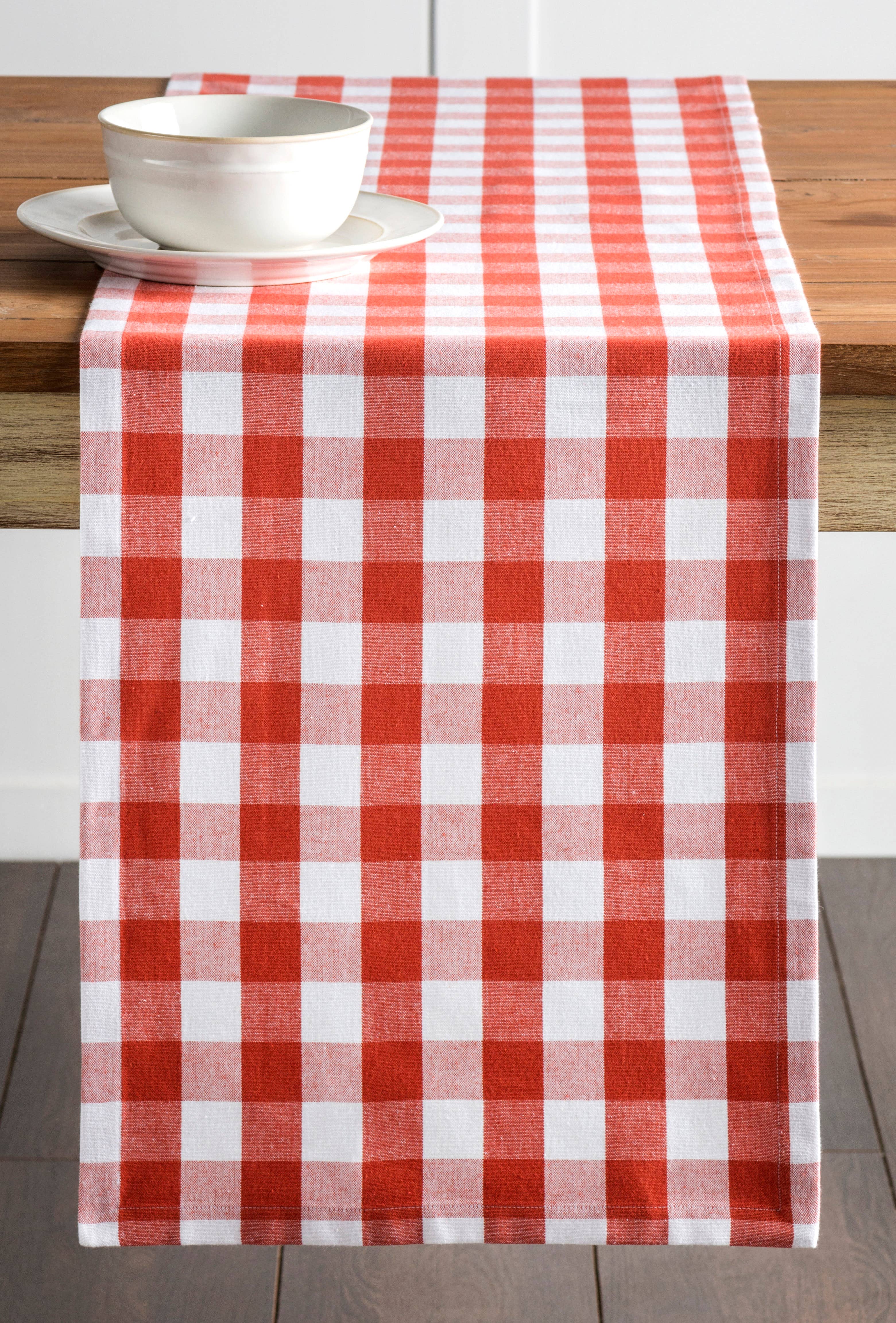 MDH - Yarn Dyed Checks - Wholesale Table Runner - Table Runner - Single Layer - Burnt Ochere Rosmalen5