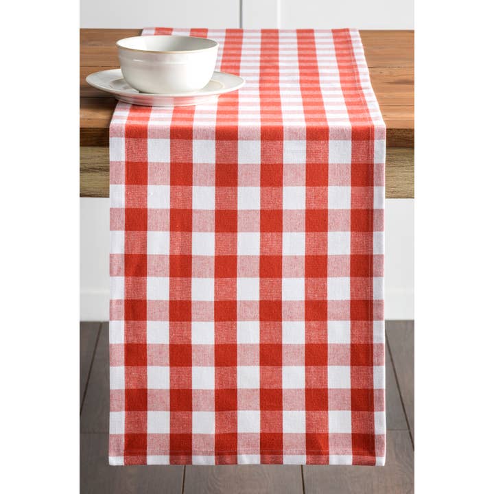 MDH - Yarn Dyed Checks - Wholesale Table Runner - Table Runner - Single Layer - Burnt Ochere Rosmalen5