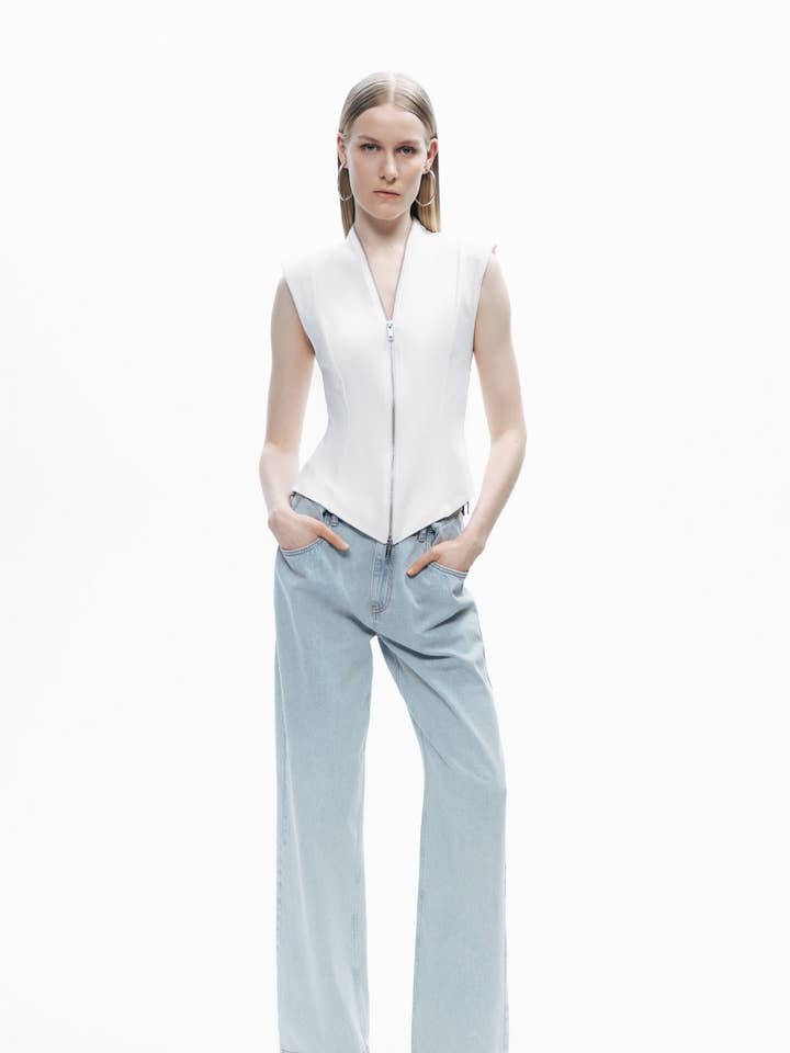 Blusa de diseño con cremallera para venta al por mayor de NOCTURNE