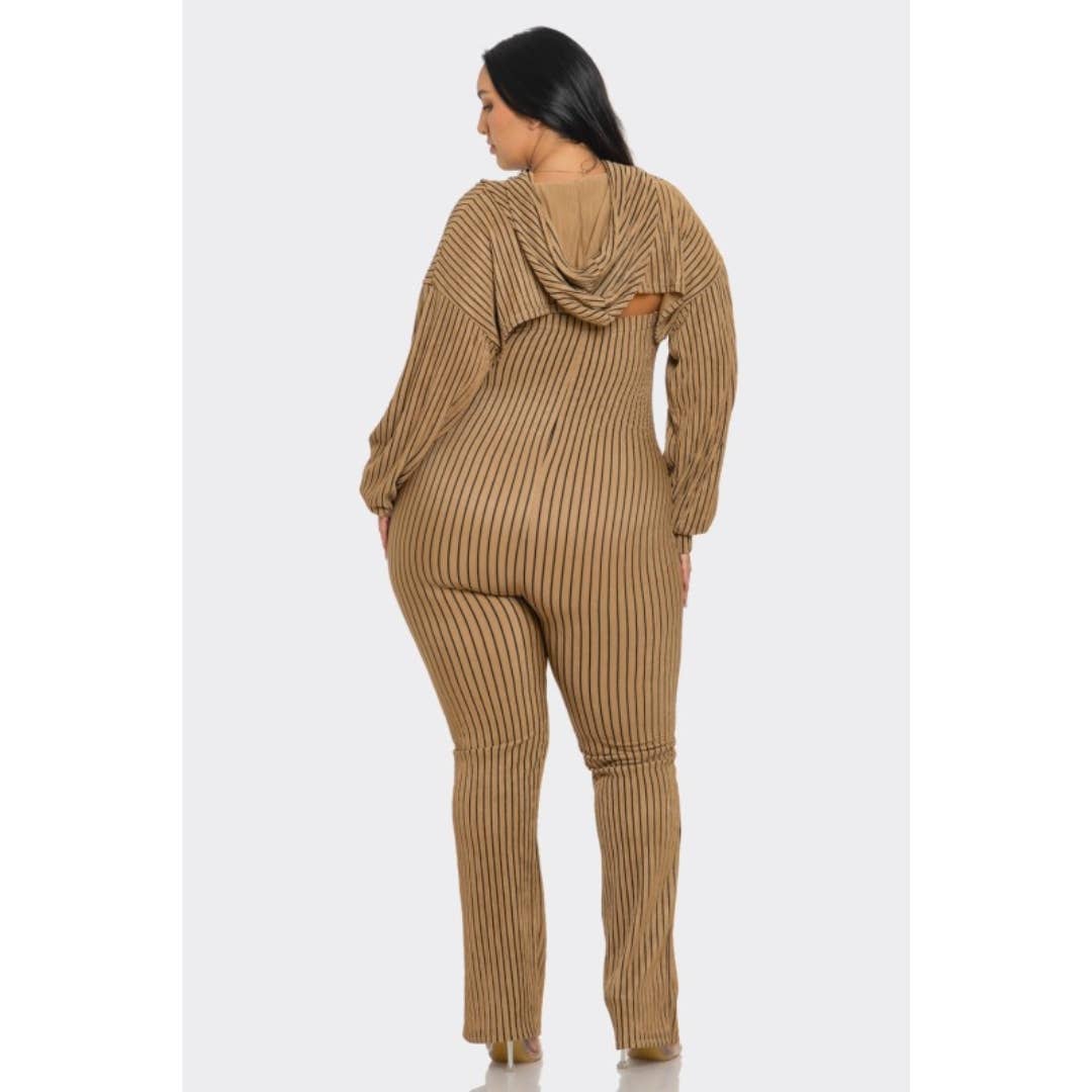 LOVE SENSE - Vendita all'ingrosso Tuta intera - Donna - Tuta senza spalline a 2 pezzi taglia forte con cappuccio2