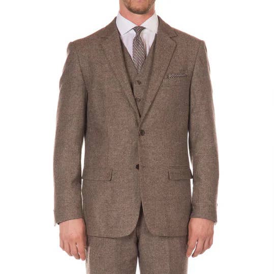 Terno espinha de peixe marrom York 3 peças por atacado de Ferrecci