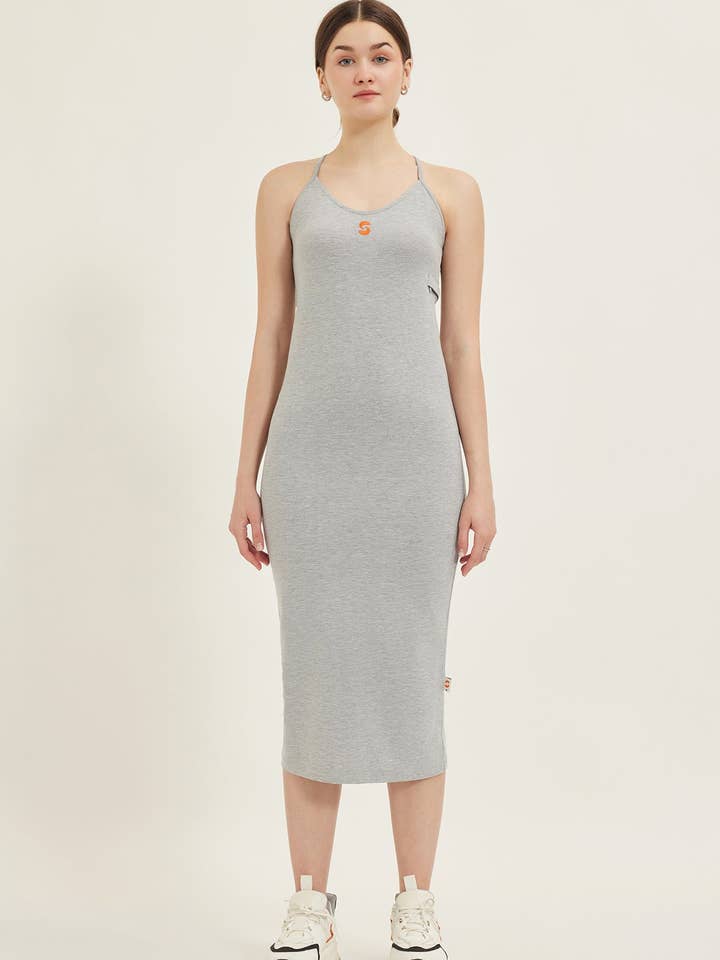 Saplu Bodycon Midi Dress - Grey Chrome for wholesale by NASAQU