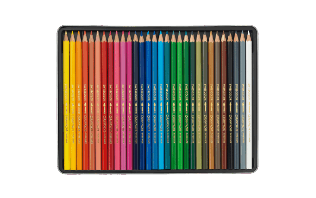 Caran d'Ache - Vente Crayons de couleur - Ensemble de 30 crayons hydrosolubles SWISSCOLOR dans une boîte en métal2