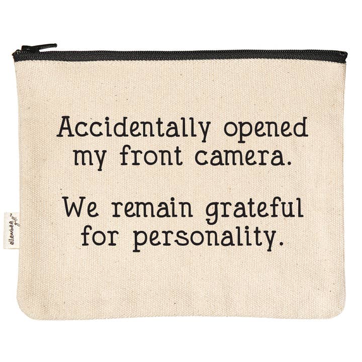 Per ongeluk de frontcamera geopend | bedrukte ritstasjes voor wholesale door ellembee gift