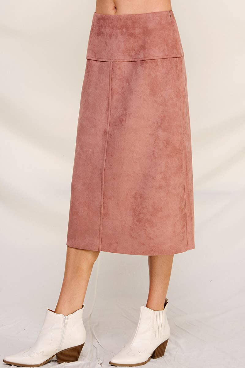 Allie Rose - Vente Jupe – femme - Jupe midi en microsuède souple9