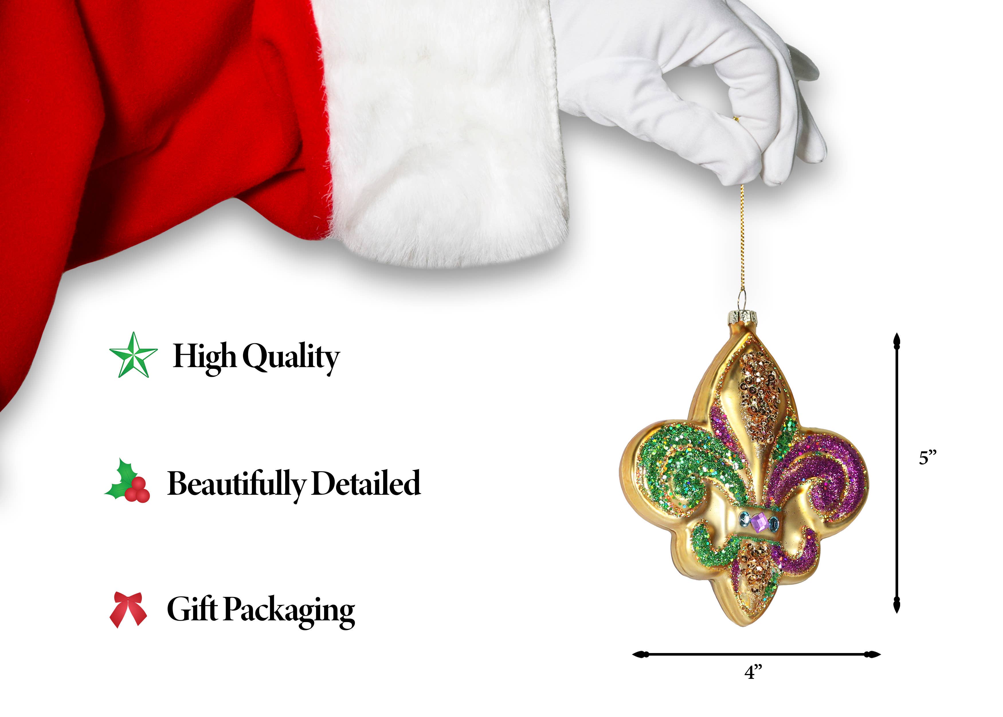 North Star Christmas - Wholesale Ornament - North Star Christmas | Mardi Gras Glass Ornament1