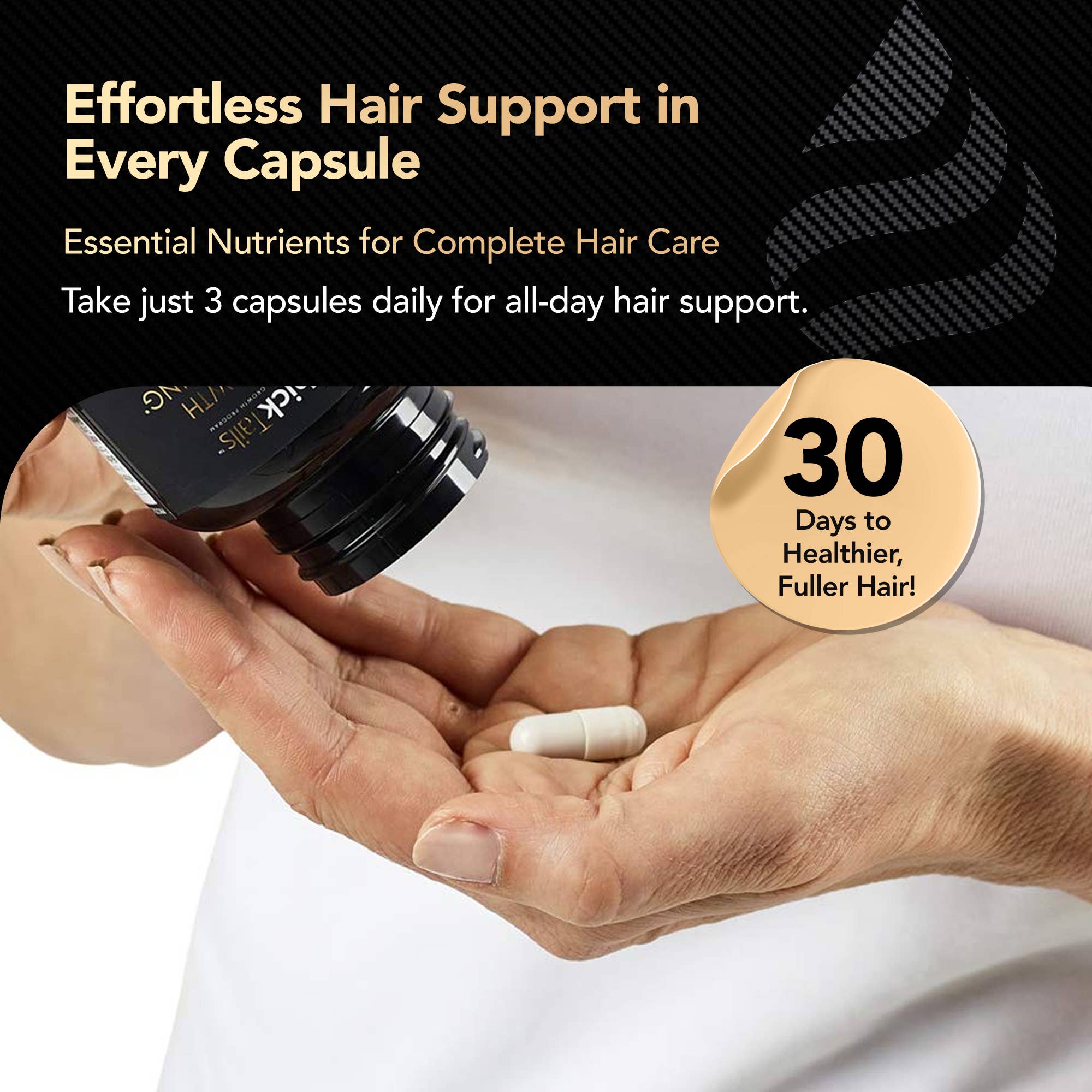 ThickTails – Großhandel Nahrungsergänzungsmittel/Vitamin zum Einnehmen – Vitamine für Haarwachstum und Stärkung | 90 Kapseln (1 Monat)4