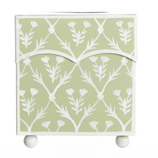 Pale Green & White Tulip Tissue Holder for wholesale by The Enchanted Home