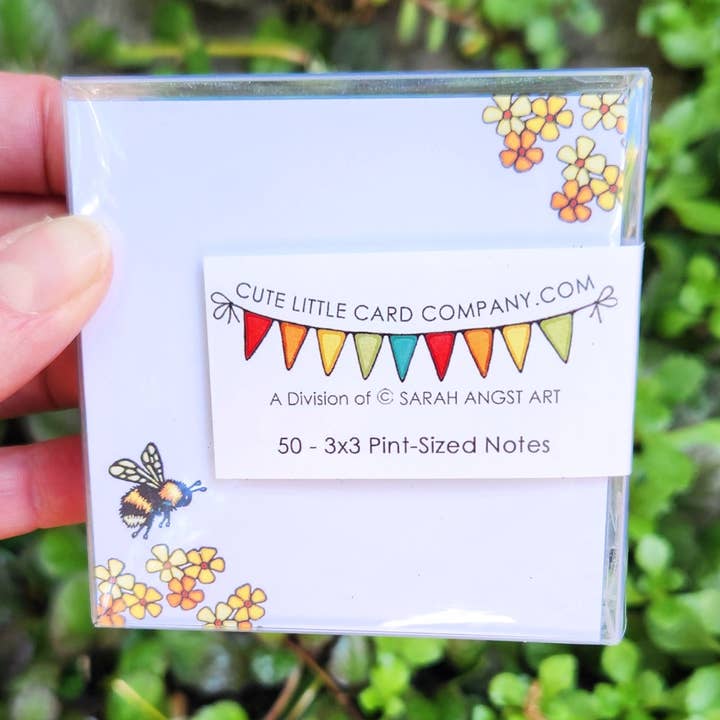 Cute Little 3x3 Pint Size Notes: Bumble Bee for wholesale by Sarah Angst Art