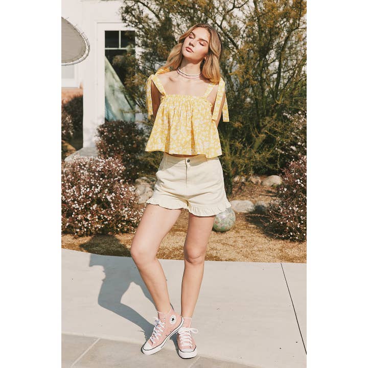 idem ditto – wholesale Shorts – Women’s – RUFFLED HEM COTTON SHORTS WITH POCKETS3