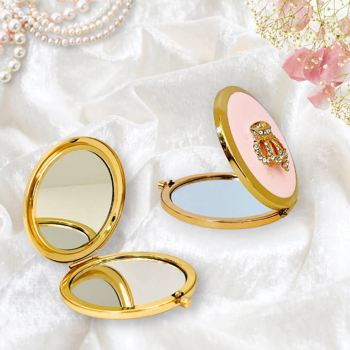Girl Power 24/7 - Wholesale Compact Mirror - Queen’s Heart Compact Mirror – Blush Pink & Gold3