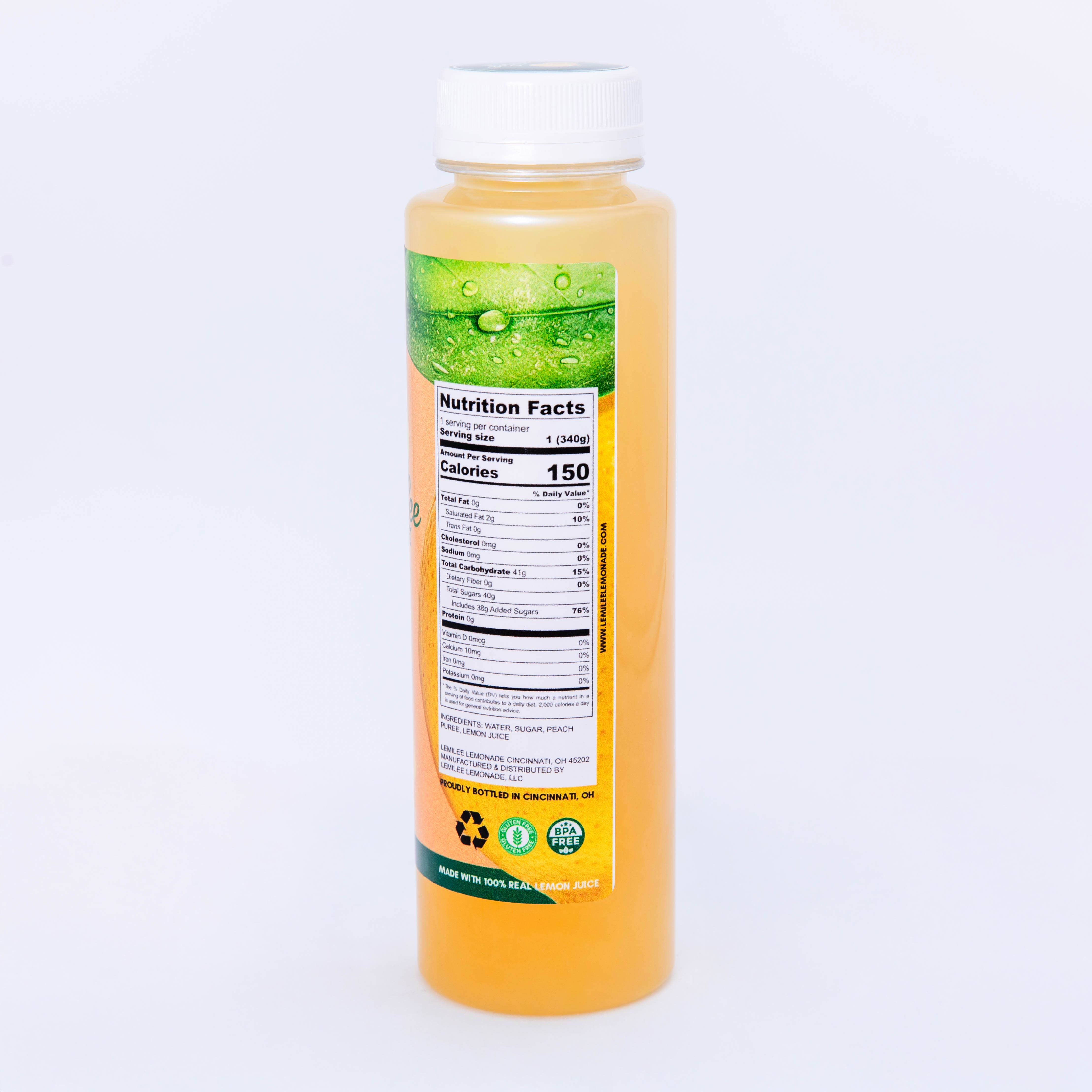 LemiLee Lemonade - Wholesale Fruit Juice - Peach Lemonade 12 Pack Bottles2