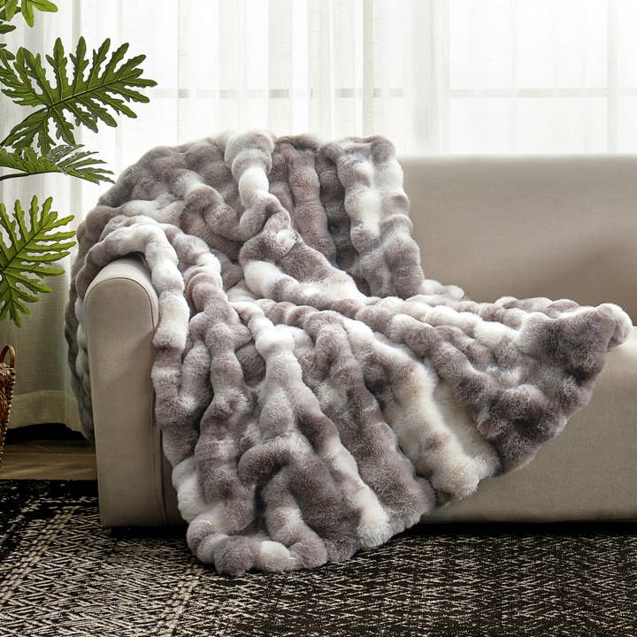 DreamValley - Wholesale Throw Blanket - CB Faux Fur Bubble Throw Blankets, Tie-dye Color, 60"x80" 23