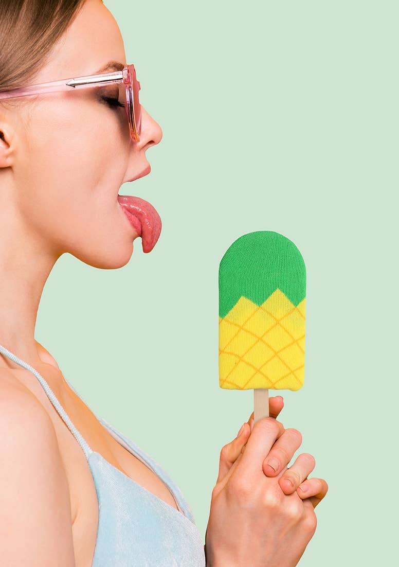 Ohno - Wholesale Socks - Unisex - Ohno Gift Items Funny Pineapple Ice Socks - Yellow0