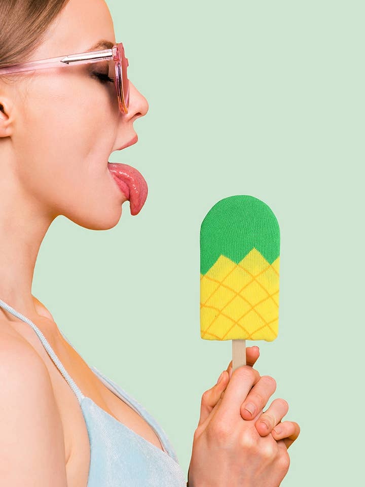 Ohno - Wholesale Socks - Unisex - Ohno Gift Items Funny Pineapple Ice Socks - Yellow