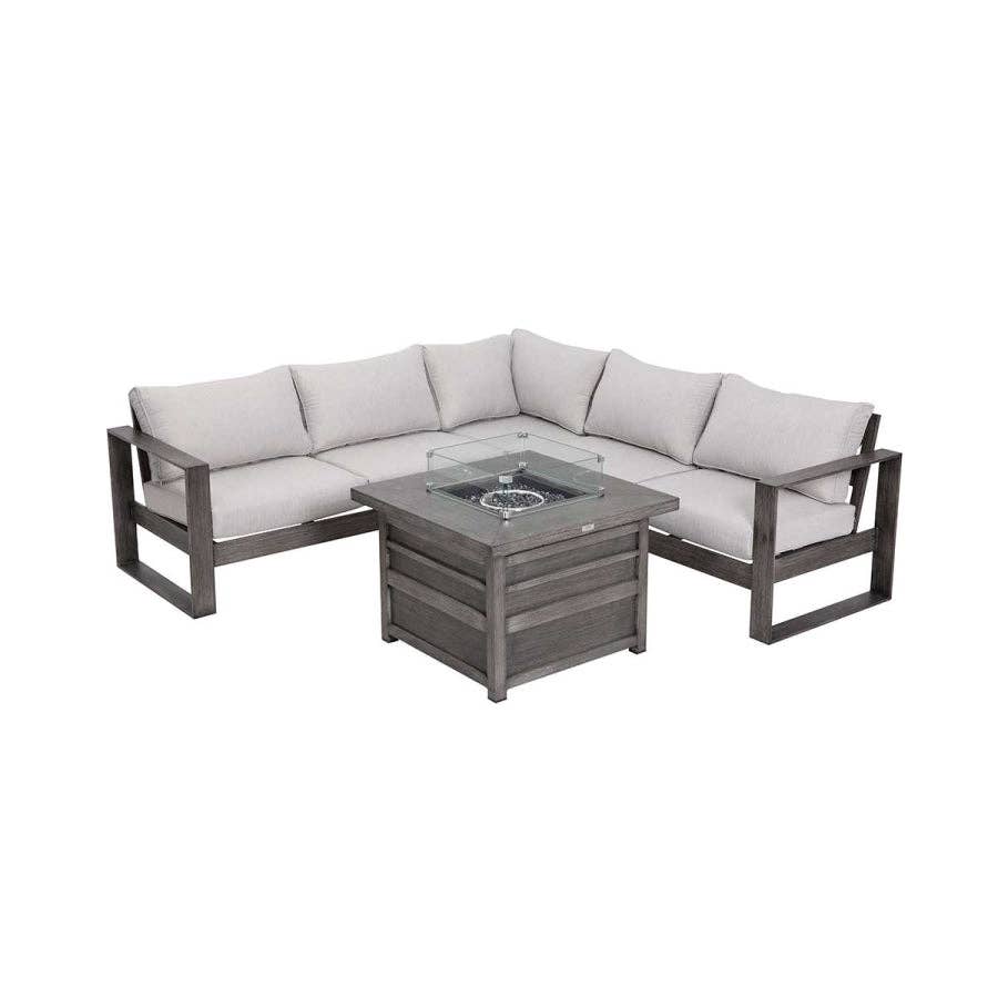Light Gray Walsh 4-Piece Aluminum Firepit Sofa Set for wholesale on Faire1