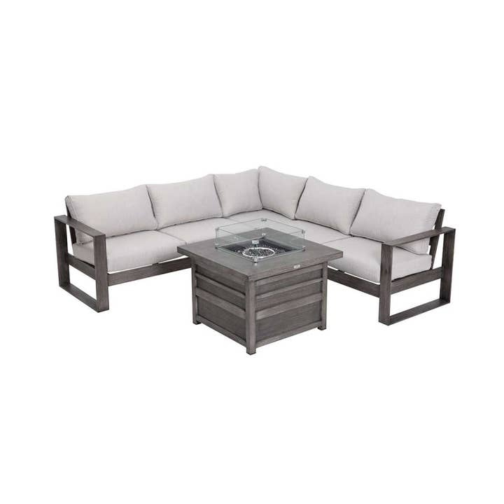Light Gray Walsh 4-Piece Aluminum Firepit Sofa Set for wholesale on Faire1