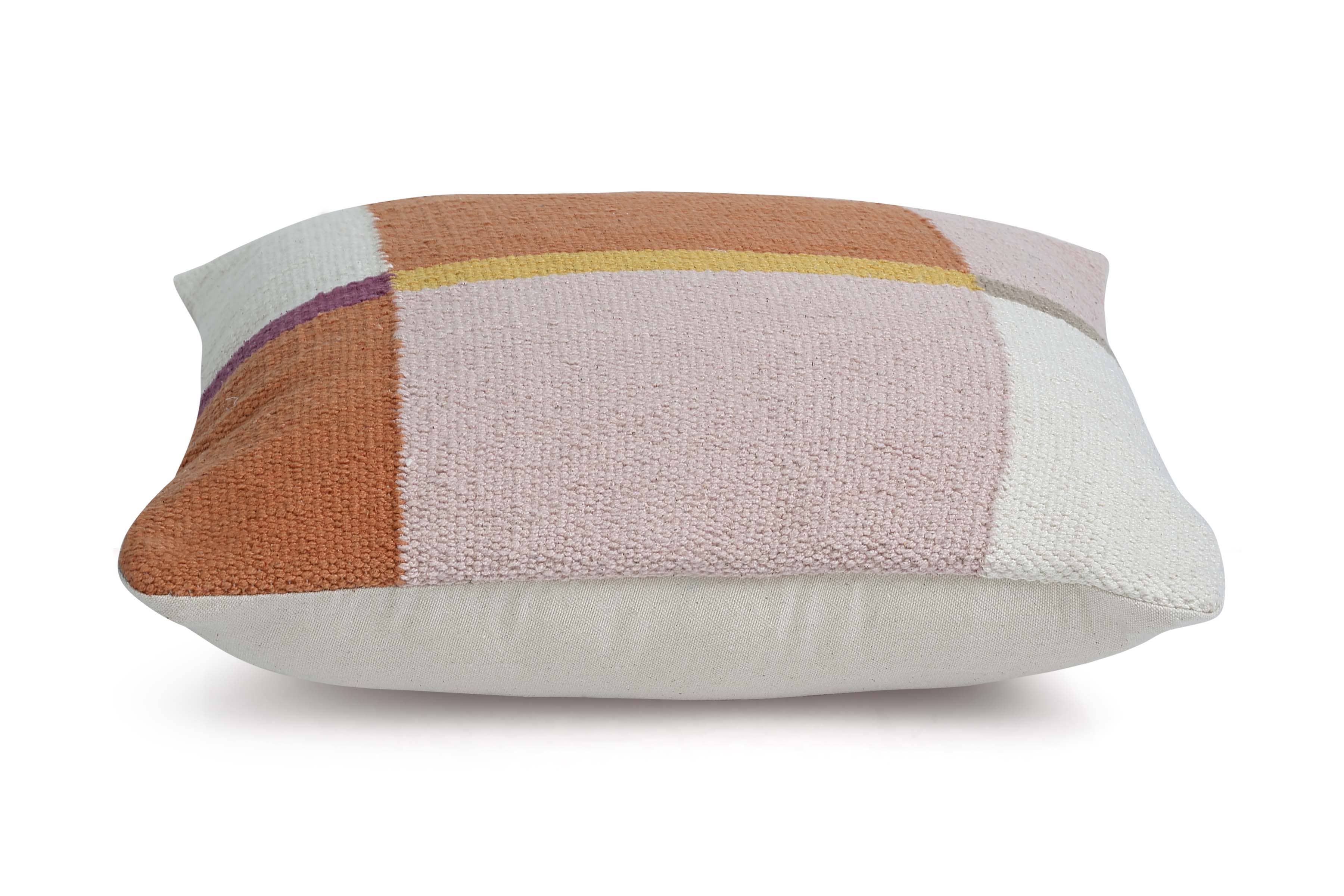 Casa Amarosa – Großhandel Zierkissen – Kissen mit geometrischem Akzent, Weiß/Braun, 45,7 x 45,7 cm  2