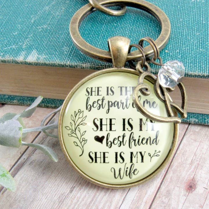 Gutsy Goodness - Wholesale Keychain - Unisex - Love My Wife Keychain She Is The Best Part of Me ^4