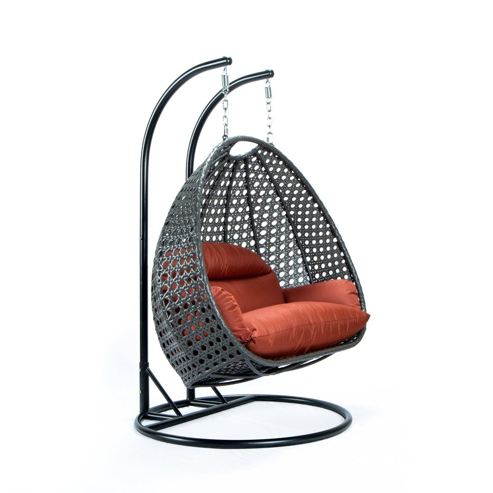 LeisureMod - Wholesale Egg Chair - Modern Charcoal Wicker Hanging Double Seater Egg Swing Chair62