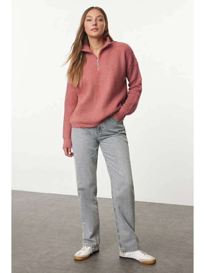 Hoxton Gal – wholesale Knitted jumper – Women′s – Soft-Textured Zip-Up Knit Sweater9