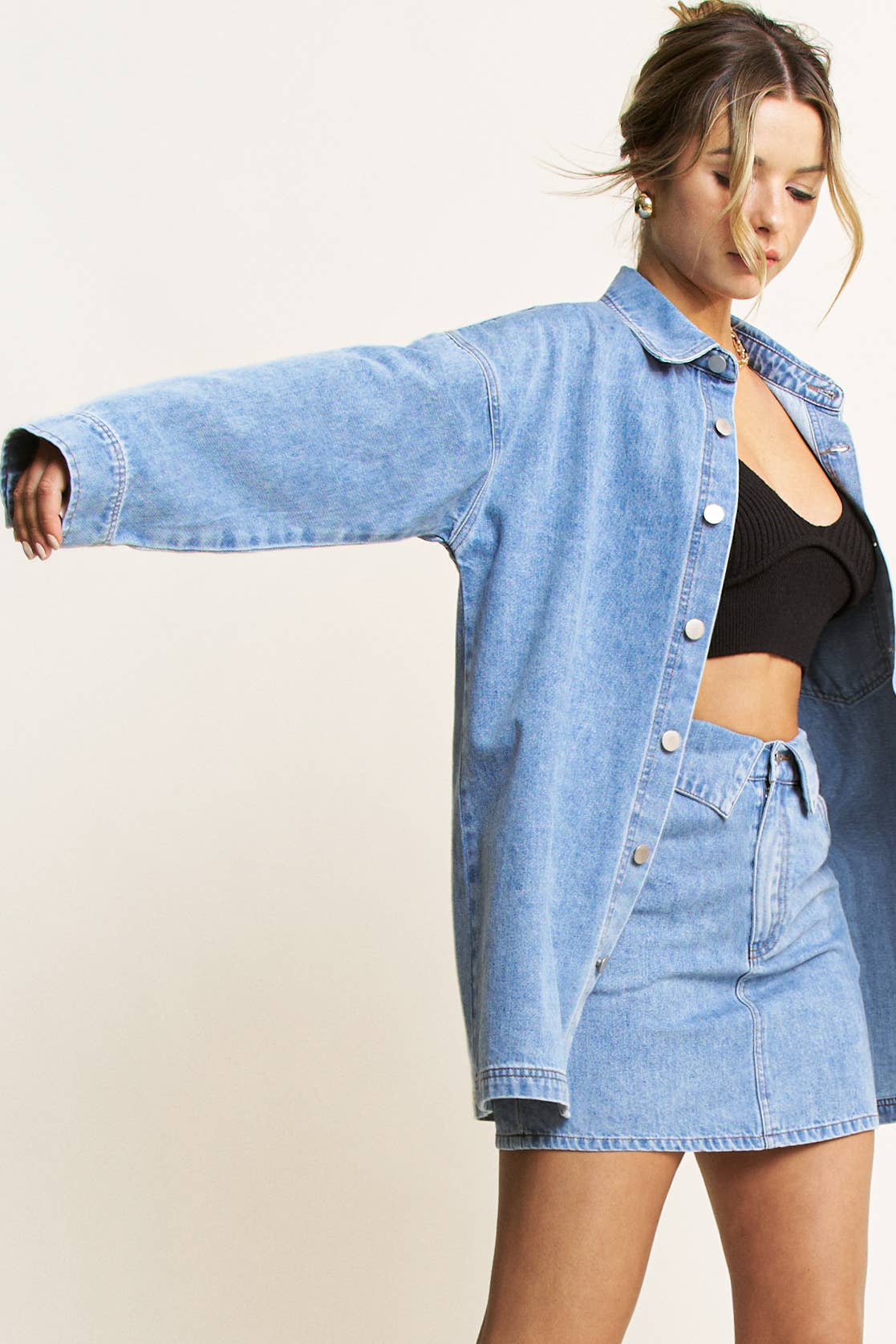 DENIM COOPER JACKET AND SKIRT SET - HQSET0087 for wholesale on Faire21