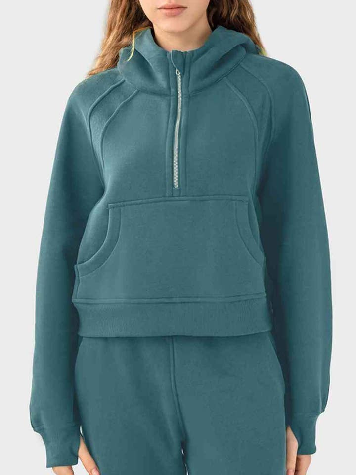 Half-Zip Long Sleeve Sports Hoodie for wholesale by Beyond Apparel