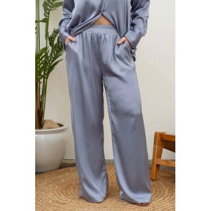 PLUS SIZE SATIN ELASTIC WAIST WIDE LEG PANTS for wholesale by Curve Market