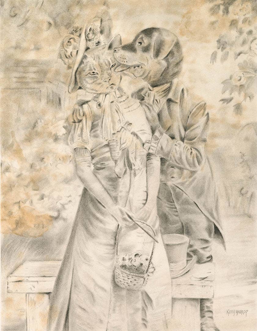 Keith Harrop - Pencil Art - Wholesale Postcard Set - 10 assorted postcards. Set #2 Victorian vintage animal art8
