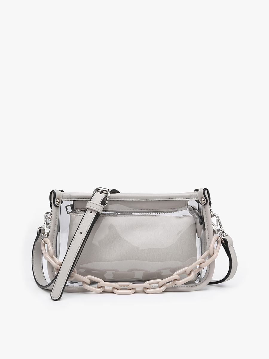 Jen & Co. - Vente Sac à bandoulière – femme - M2226CR Sac à bandoulière Jessica transparent avec chaîne5