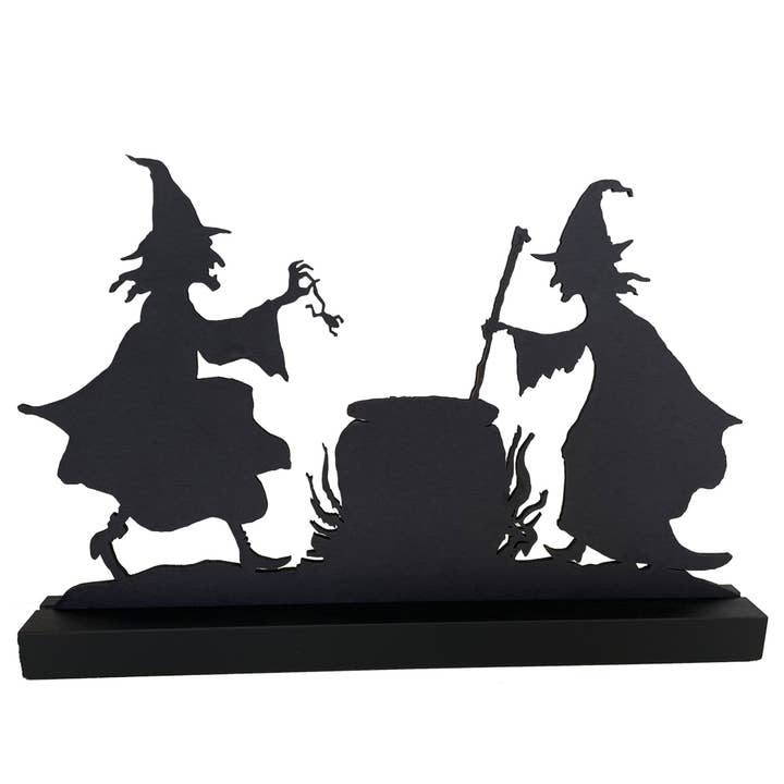 Madison Bay Co. - Historical Home Decor Reproductions - Wholesale Decorative Tabletop Object - Double Trouble Witches Brew Halloween Silhouette Table Decor