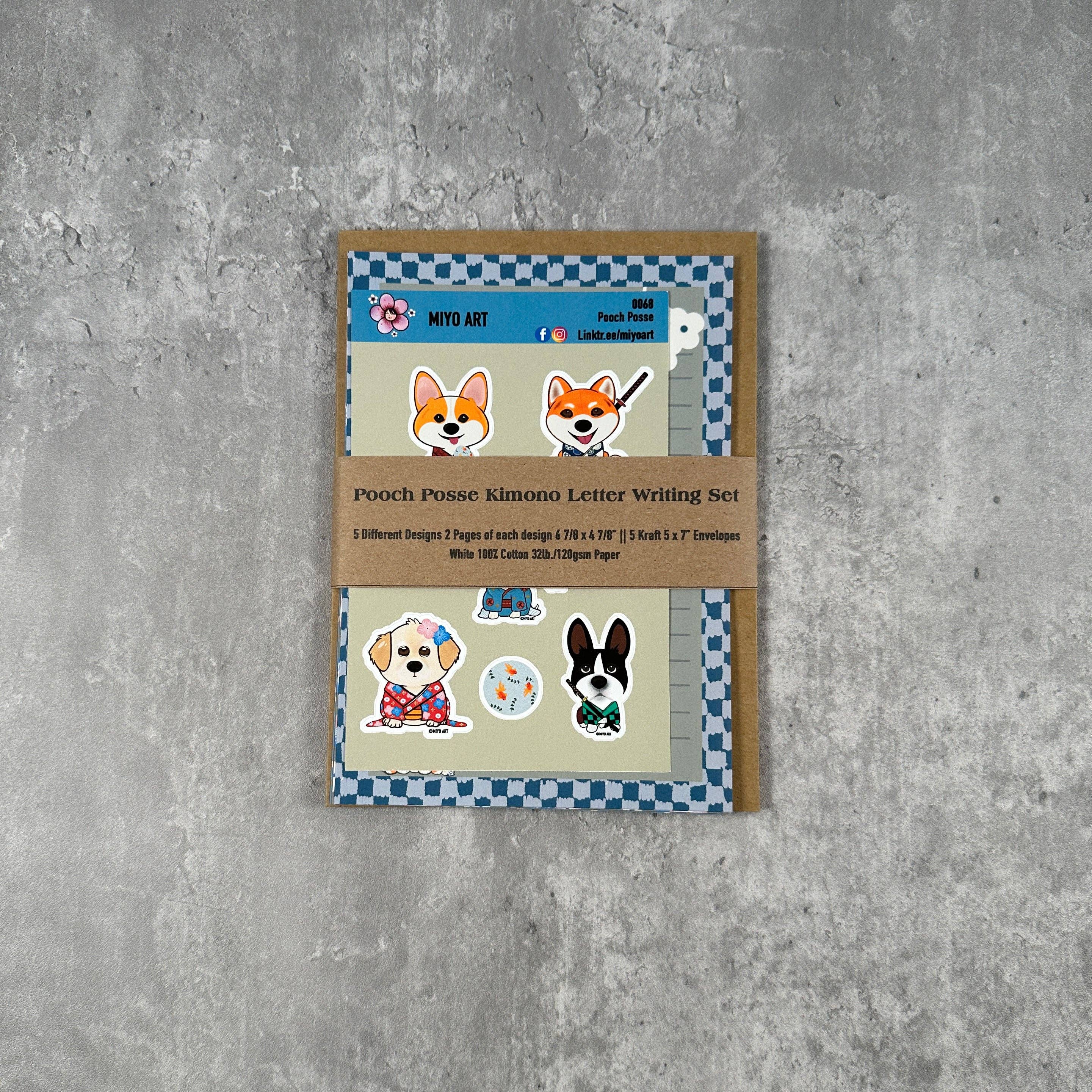 Miyo Art Design - Wholesale Stationery/Notecard Set - Pooch Posse Letter Writing Set