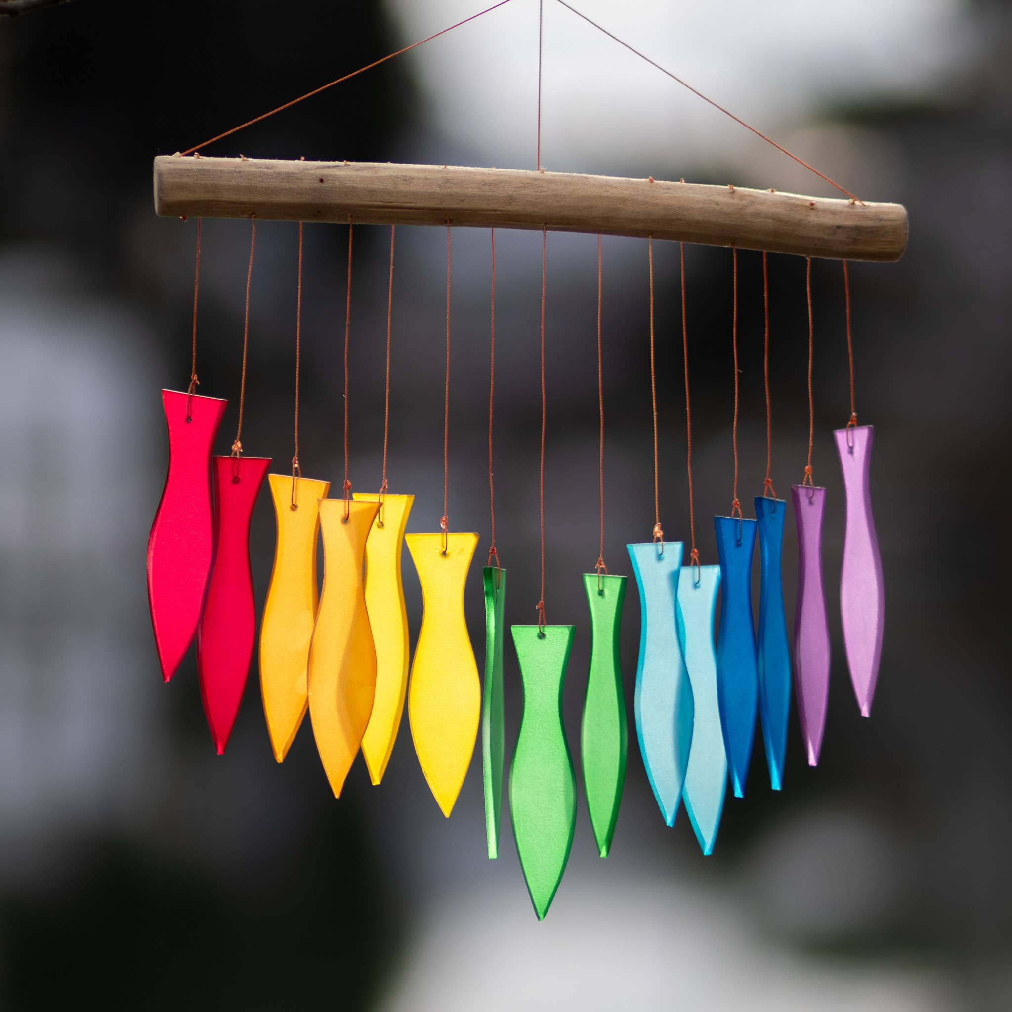 Red White & Blue Tumbled Glass orders Wind Chime - Squares Design