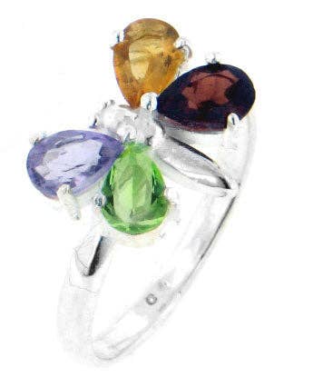 Silver Insanity - Vendita all'ingrosso Anelli multipietra - Anello a forma di libellula in argento Sterling con zirconia cubica multipla0