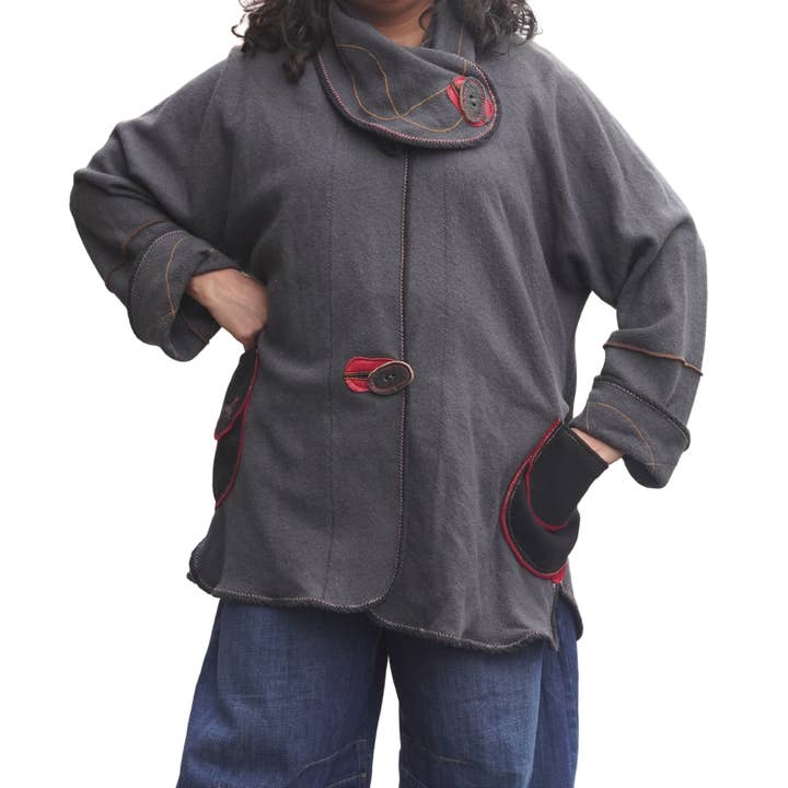 Lightweight Grey Boiled Wool Jacket by Pepin Designs for wholesale by sariKNOTsari