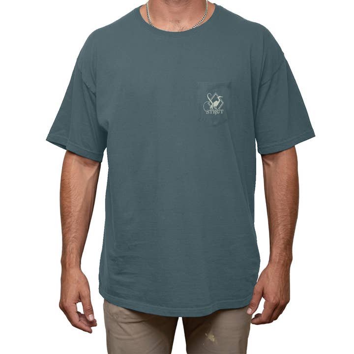 Last Call Ice Blue Short Sleeve Pocket T-Shirt for wholesale by Southern Strut