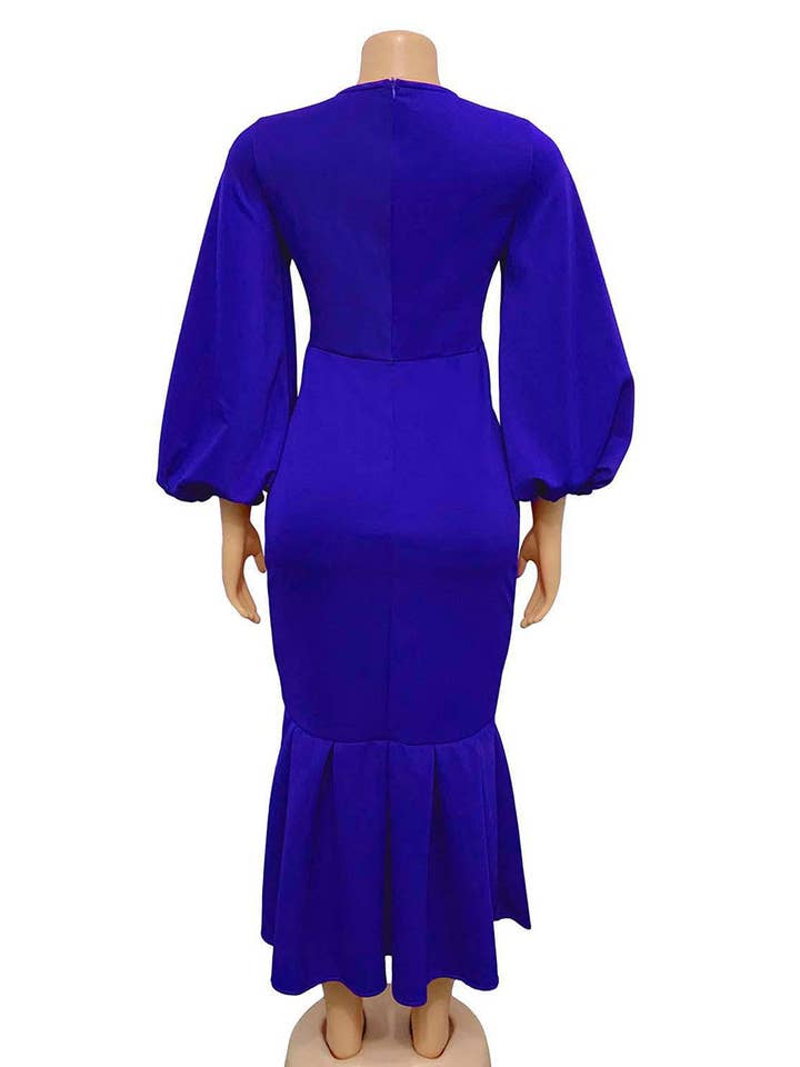 Aria Romance - Wholesale Dress - Women's - V-Neck Long Sleeve Fishtail Maxi Dress15