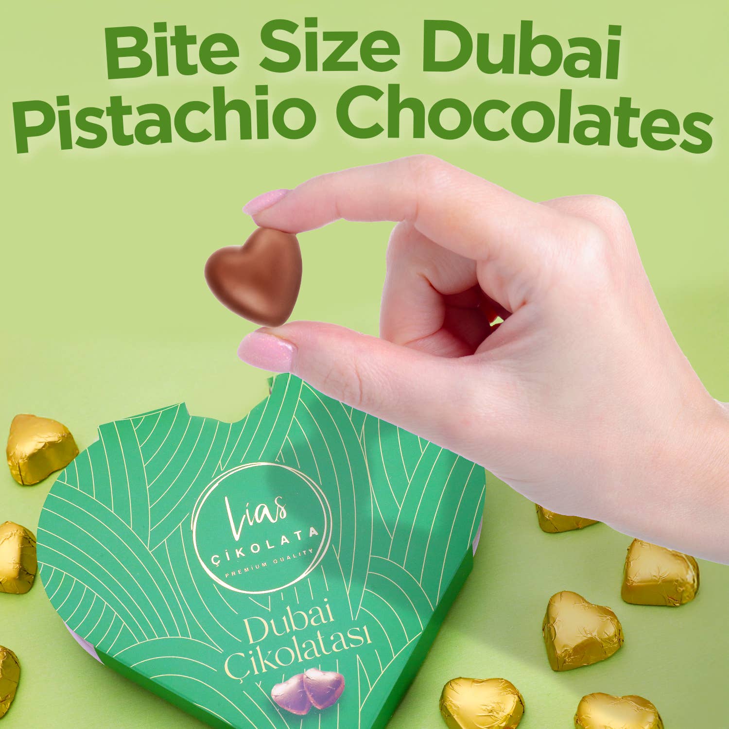 Ceres Gourmet - Wholesale Chocolate Box - Heart-Shaped  Dubai Chocolate Pistachio 10 Pcs3