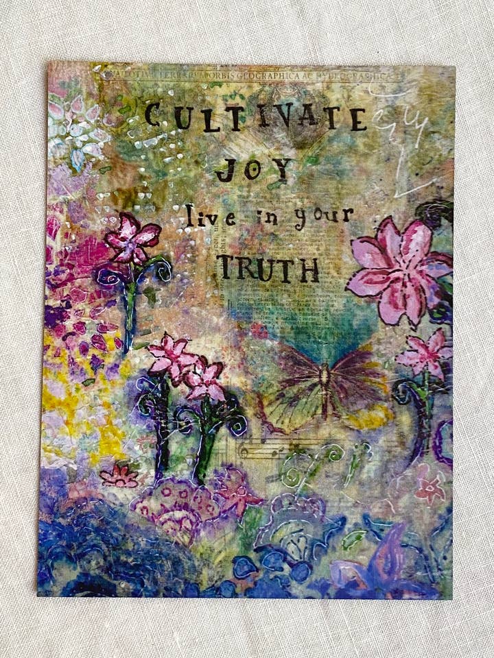 Kultiviere Freude live in deinem Wahrheit-Magnet/Postkarte für den Großhandel von Mia Moyad Studio