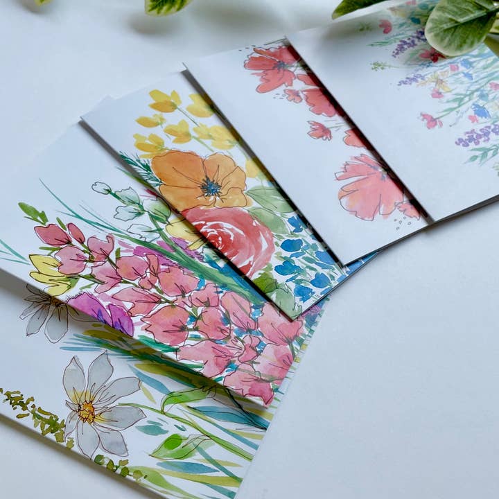 Shelly Cluff Art - Vendita all'ingrosso Set di cartoleria/cancelleria - Set di cartoline «Wildflowers»